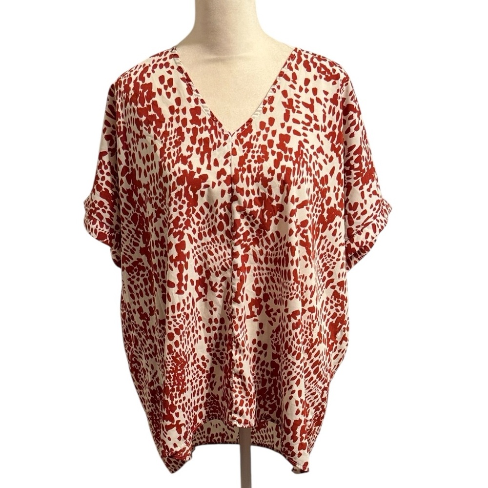 Animal print burnt orange dress blouse size L/XL